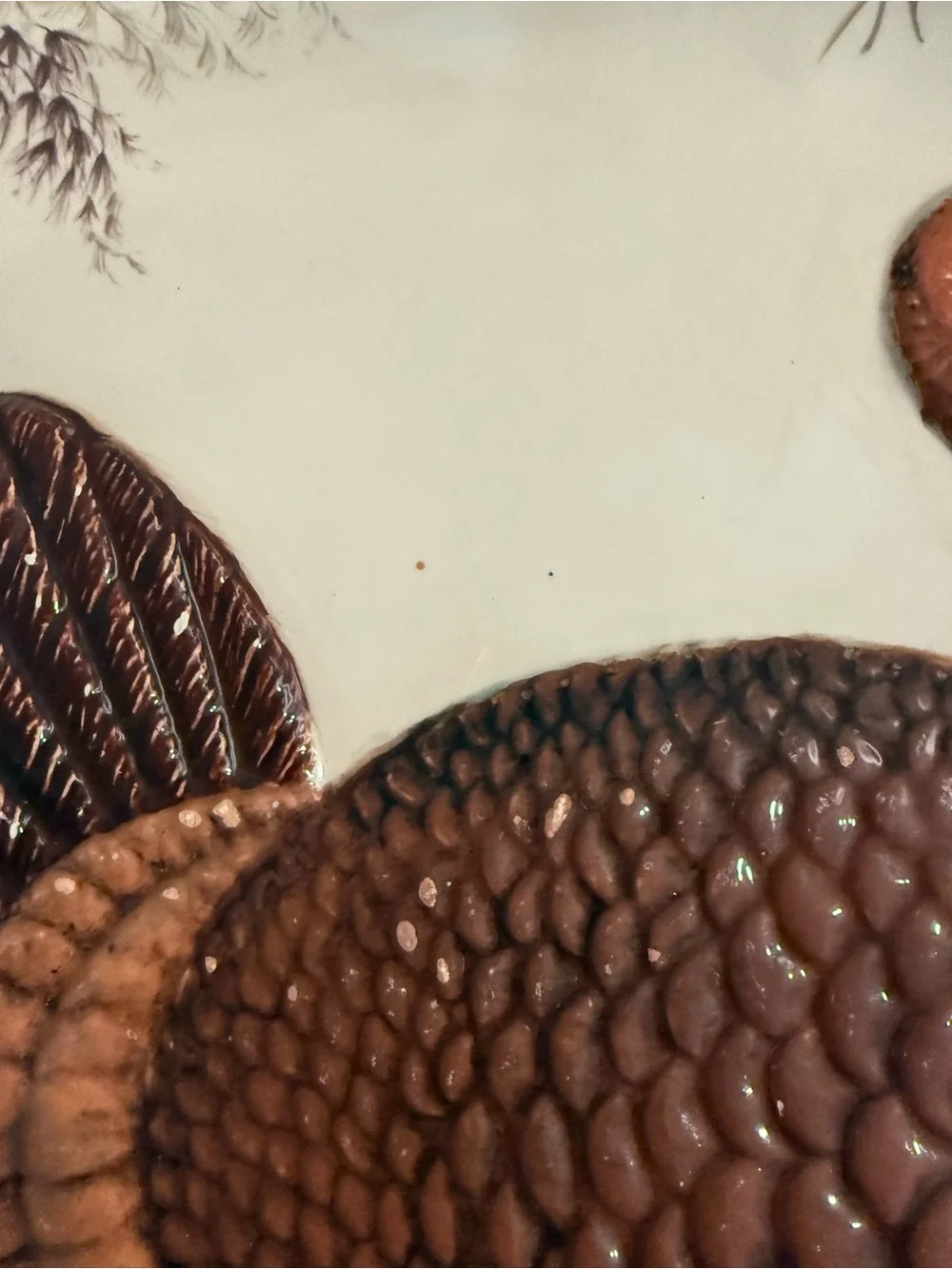Ceramic Turkey Platter - Brown & Cream Decorative Serving Plate